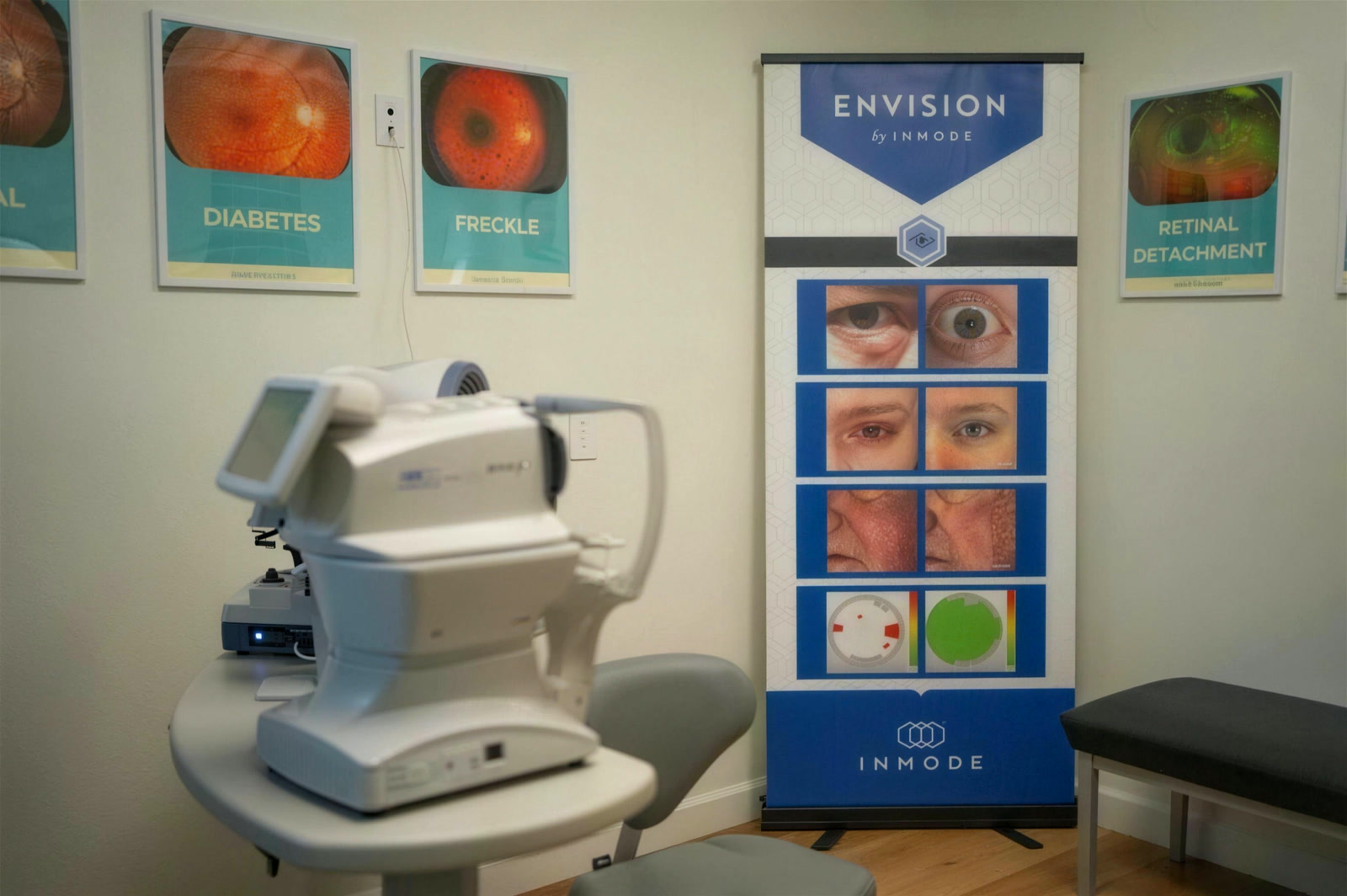Advanced diagnostic equipment in a real Aura Eye Center exam room